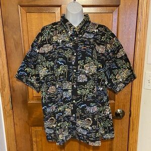 Big Dogs XL Classic Car Hawaiian Hotel Palm Tree Button Up Casual vacation